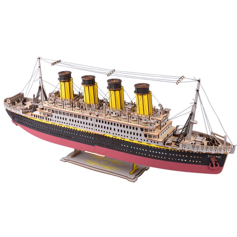 Bitopbi Large Size Titanic Model 3D Wooden Puzzles Cruise Ship English Version Collectible Building DIY Assembly Constructor Kit Collection Gift for Teens and Adults - Image 1
